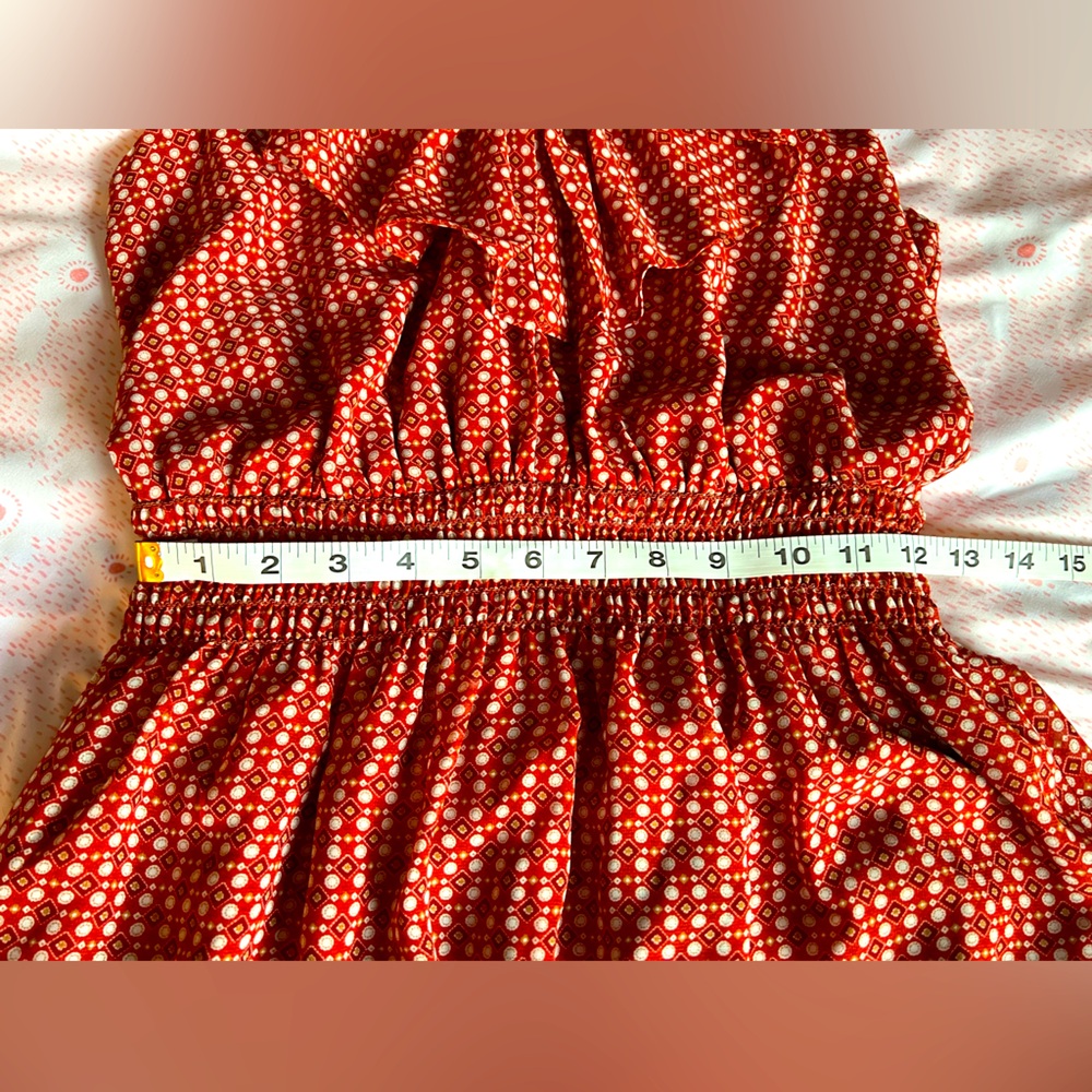 Max Studio Rust/Brick Red Patterned Maxi Dress Ru… - image 5